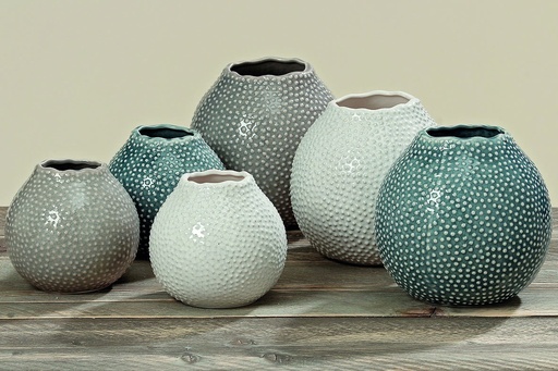 [BO3101400] Set 3 Vases TESSA en grès 12 cm 