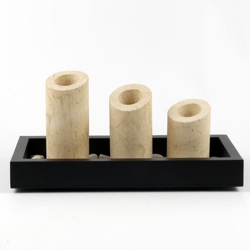 [STCH31] Set 3 PHOTOPHORES avec support BAMBOU en Pierre Naturelle Aromathérapie