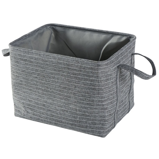 [QY004] Panier de rangement Grand tissu gris fines rayures blanches  