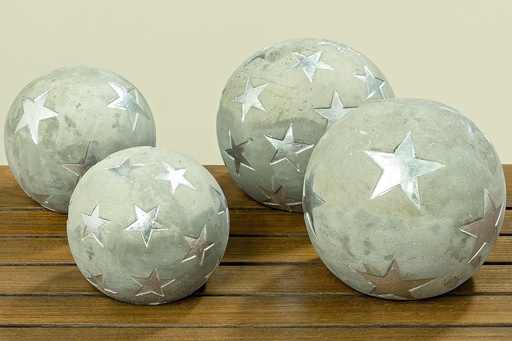 [BO8525900] Boule Noël ETOILE Béton Gris argenté 16 cm