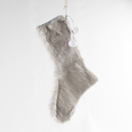 [HON055] Chaussette du Père Noël Fourrure grise 29 cm