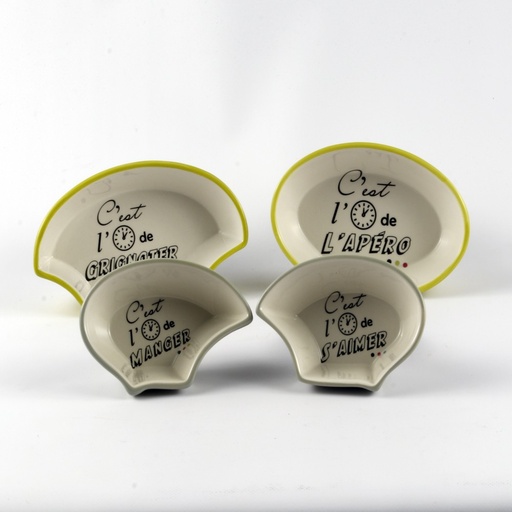 [DE810] Set 4 Plats Coupelles Apéro Bulles C'EST L'HEURE  céramique 