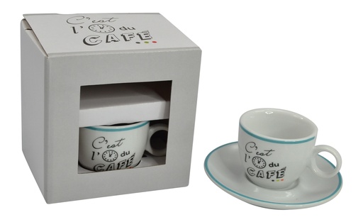 [RD325] Set 2 Tasses à café Espresso C'EST L'HEURE  céramique 