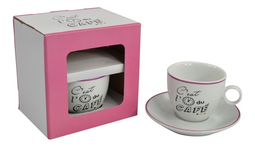 [RD327] Set 2 Tasses à café Espresso C'EST L'HEURE  céramique 