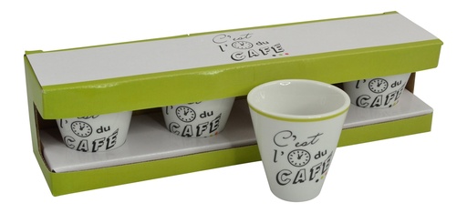 [RD328] Set 4 tasses à café Espresso C'EST L'HEURE  céramique  