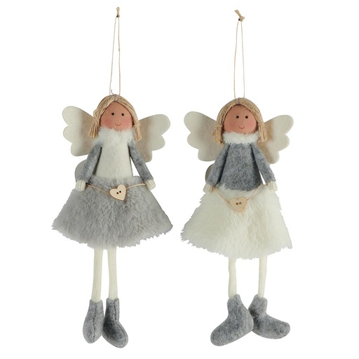 [WI105B] Suspension ANGE Jupe blanche tenant un coeur 21 cm