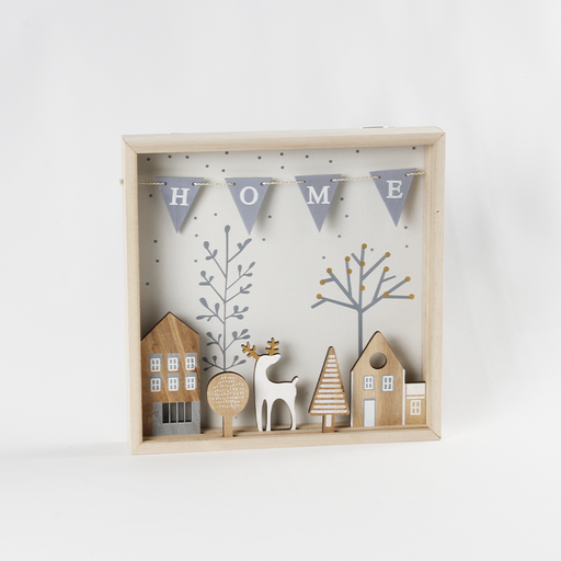 [XU023] Déco de Noël tableau mural bois naturel décor Cerf 
