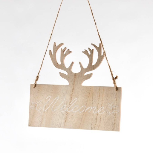 [NX011] Suspente Plaque murale en bois naturel WELCOME
