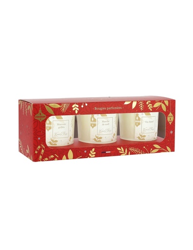 [MN05C3] Coffret Noël rouge 3 Bougies 90 gr LES LUMIERES DU TEMPS  