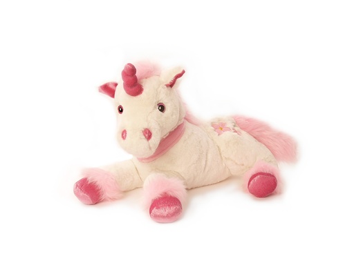 [6216] Peluche LICORNE Blanche et rose 40 cm 